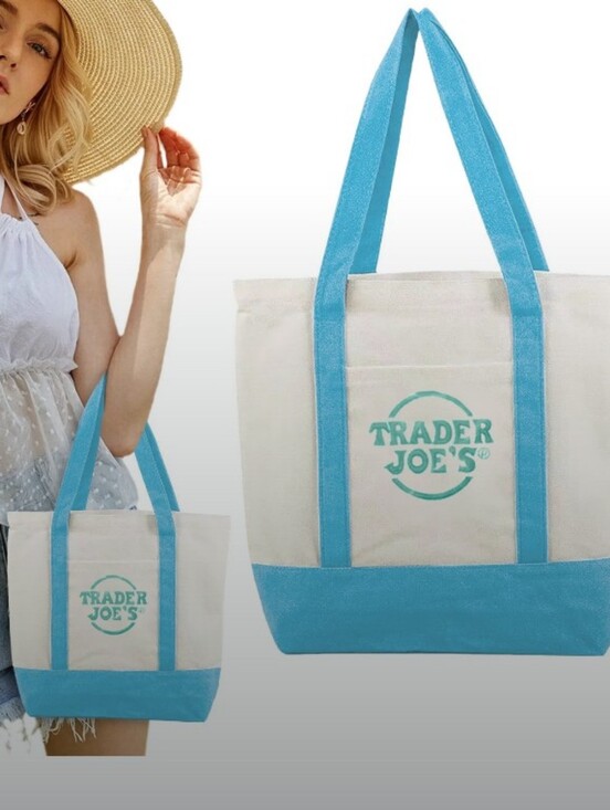 Trader Joe'S Handbags - Trader Joes-Canvas Mini Tote Bag (Pastel Light Blue 🩵)